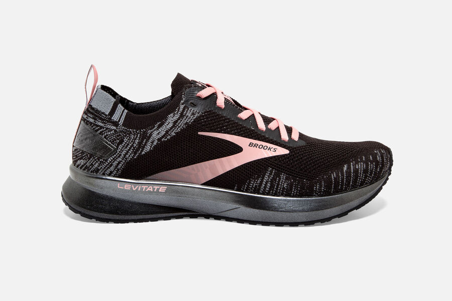 Brooks Running Shoes Womens Black/Grey/Pink - Levitate 4 Road - 3861-STAIQ